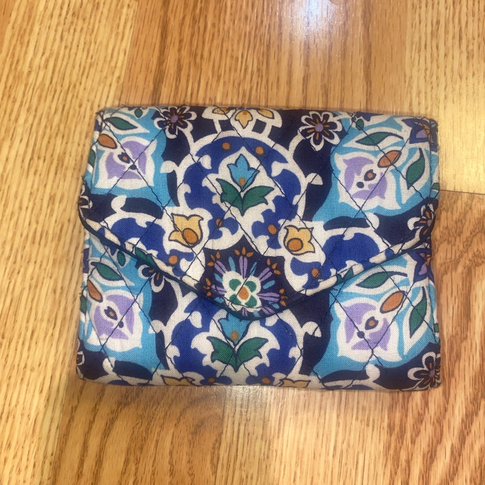 Vera Bradley Blue and Green Wallet with Paisley Design
